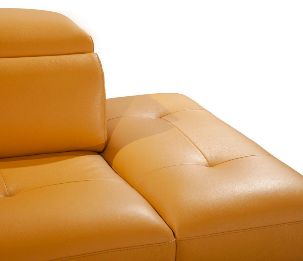 Canapé d'angle cuir méridienne jaune contemporain - Carl