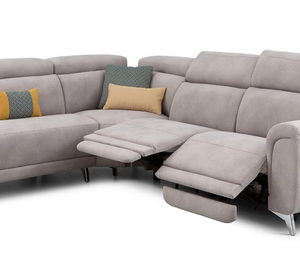 canapé d'angle relax electrique avec meridienne tout en tissu