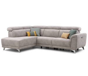 canapé d'angle relax electrique avec meridienne tout en tissu