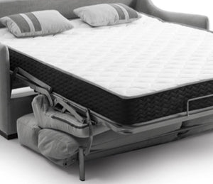 Canapé rapido convertible 140 lit tissu gris avec matelas 18 cm avec zoom matelas - Souffle d'intérieur