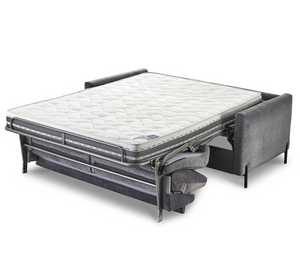 canapé convertible rapido vitarelax en tissu velours gris position ouverte - Souffle d'intérieur
