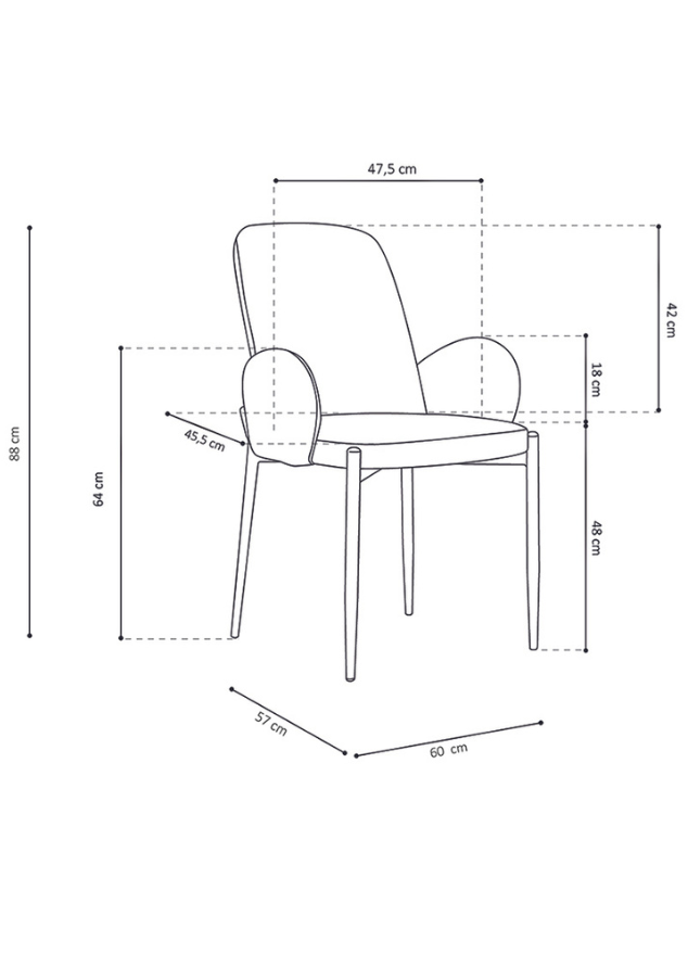 Fauteuil de table a manger crême en tissu moderne - Bluebell