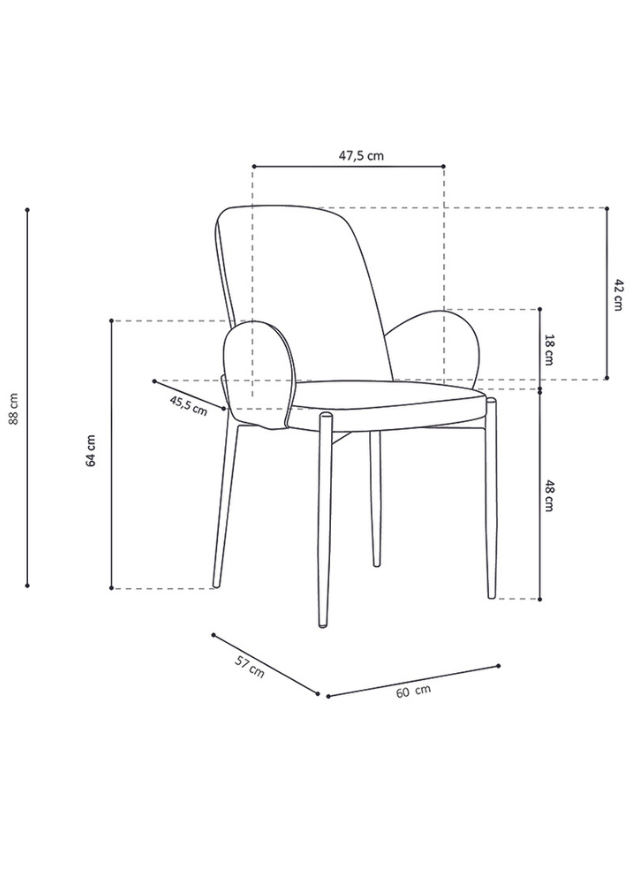 Fauteuil de table à manger tissu beige moderne L60cm- Bluebell