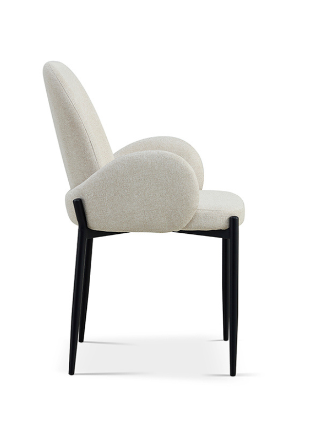 Fauteuil de table a manger crême en tissu moderne - Bluebell