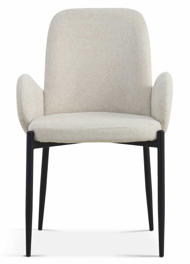 Fauteuil de table a manger crême en tissu moderne - Bluebell