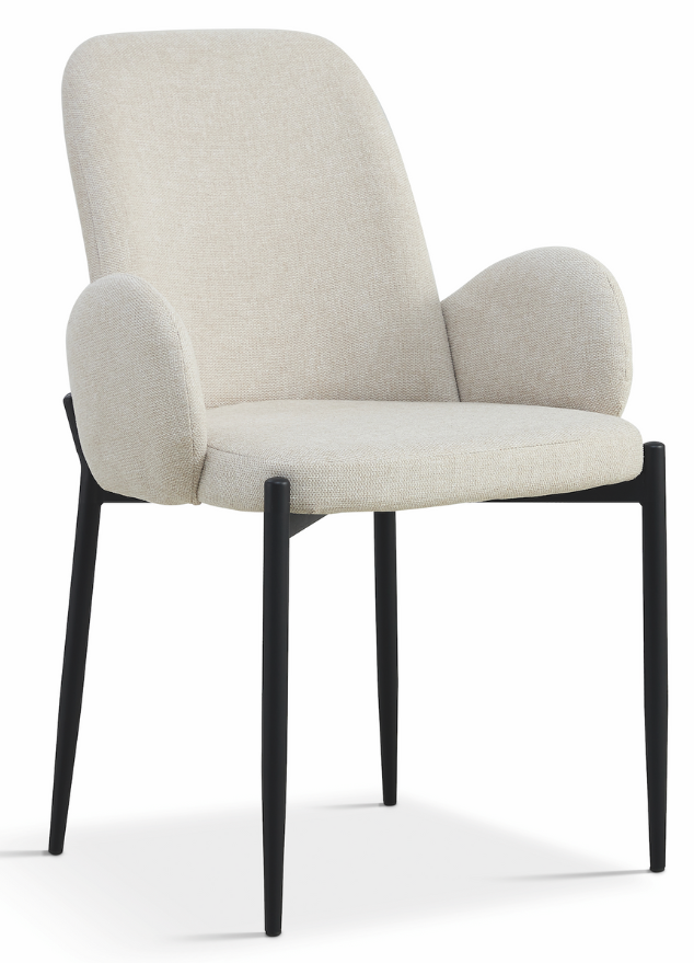 Fauteuil de table a manger crême en tissu moderne - Bluebell