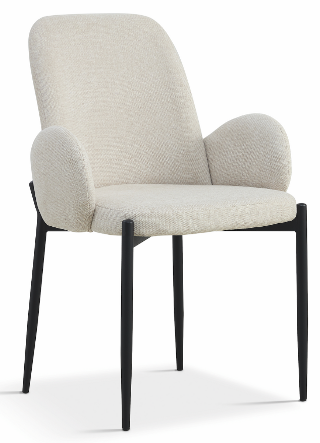 Fauteuil de table à manger tissu beige moderne L60cm- Bluebell