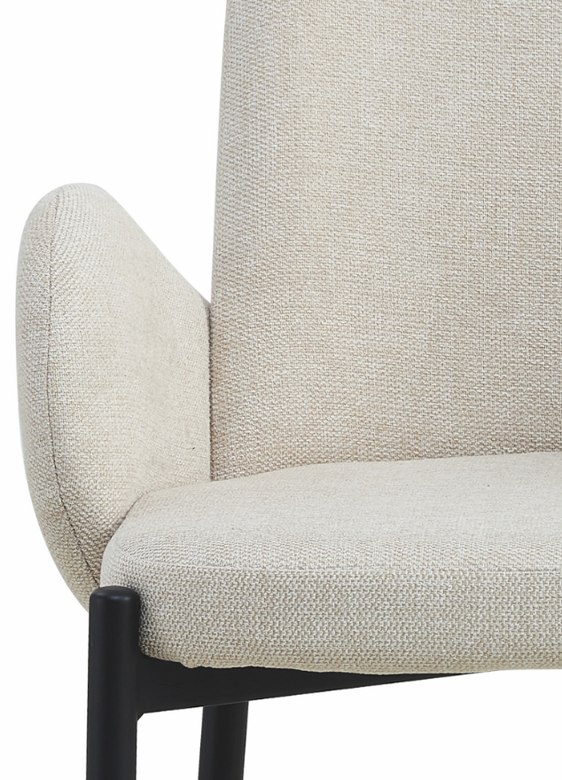 Fauteuil de table a manger crême en tissu moderne - Bluebell