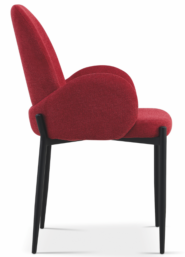 Fauteuil de table pour salle a manger tissu rouge L60cm  - Bluebell