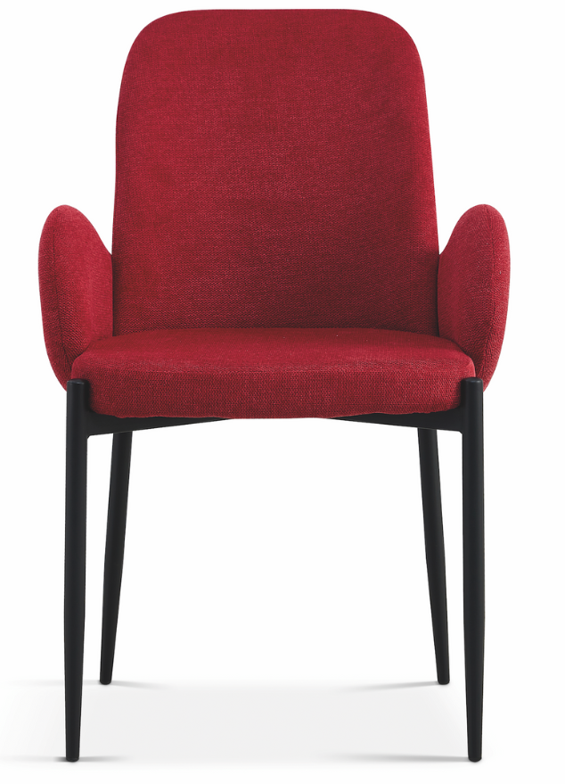 Fauteuil de table pour salle a manger tissu rouge L60cm  - Bluebell