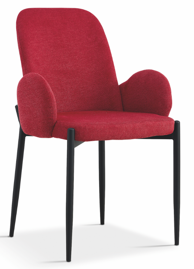 Fauteuil de table pour salle a manger tissu rouge L60cm  - Bluebell