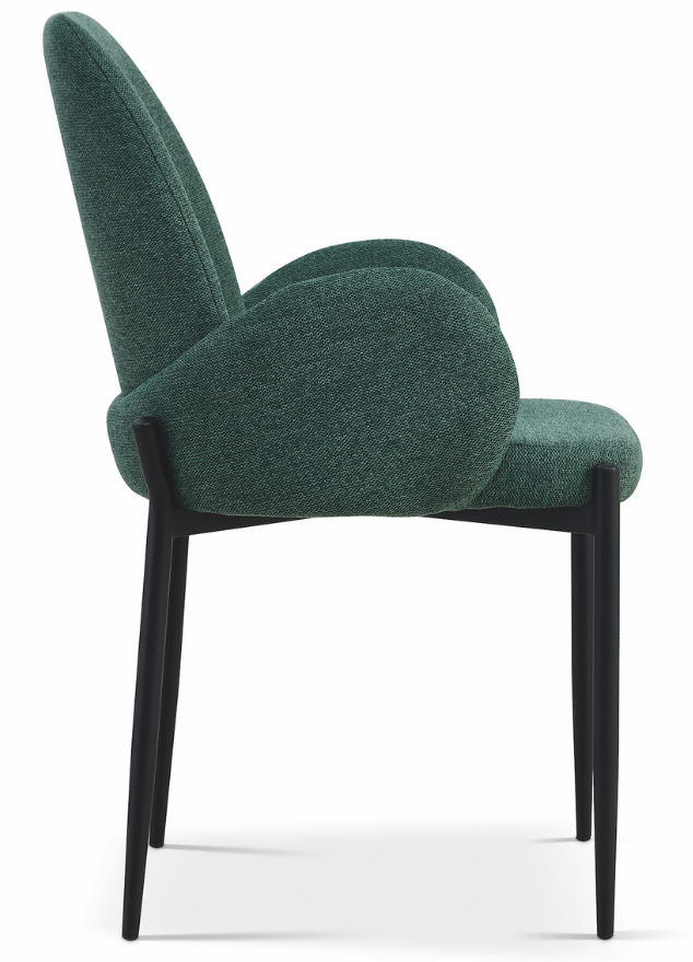 Chaise avec accoudoir de salle a manger tissu vert  - Bluebell