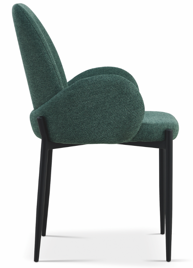 chaise accoudoir en tissu vert design - Souffle d'intérieur  