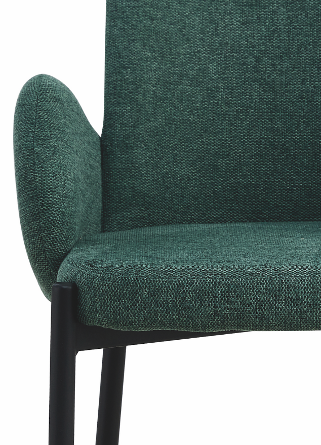 Chaise avec accoudoir de salle a manger tissu vert  - Bluebell