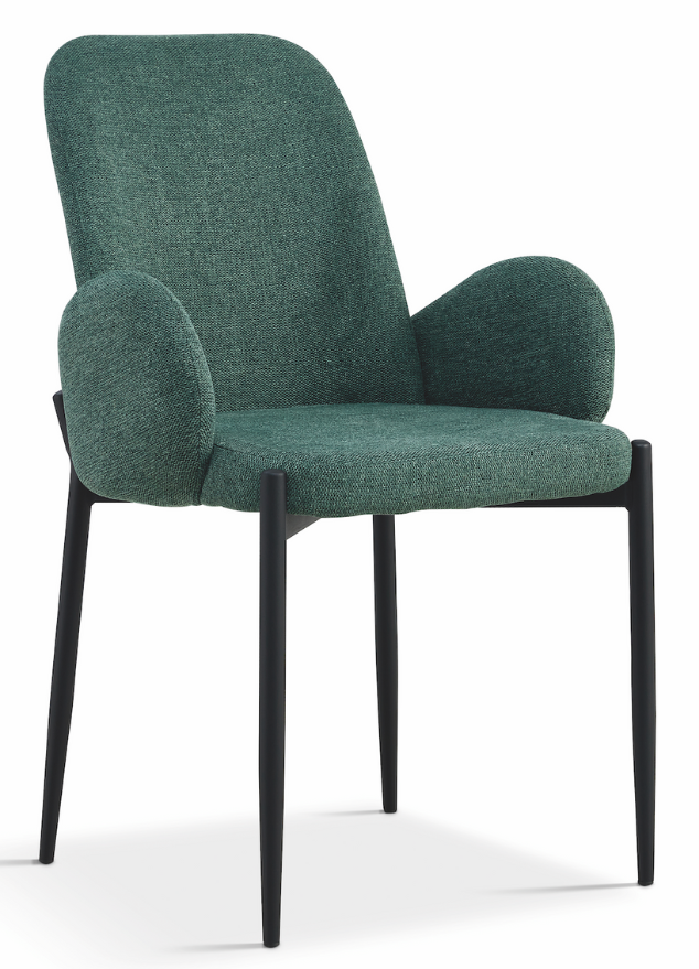 Chaise avec accoudoir de salle a manger tissu vert  - Bluebell