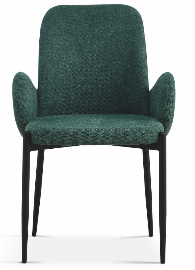 Chaise avec accoudoir de salle a manger tissu vert  - Bluebell