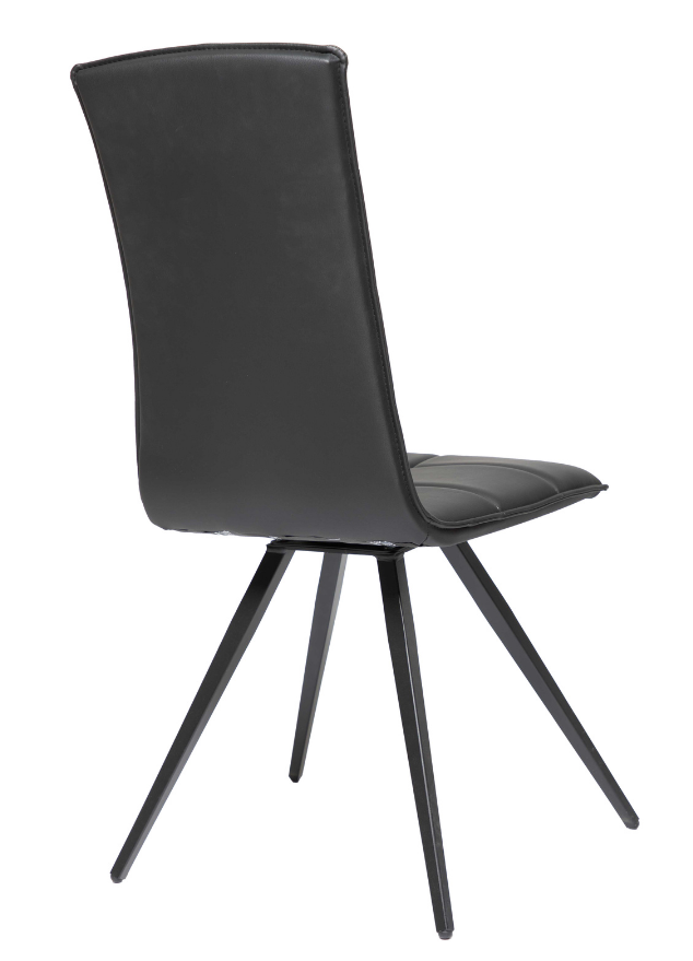 Chaise simili cuir noir design pivotante pieds métal contemporain - Orelie