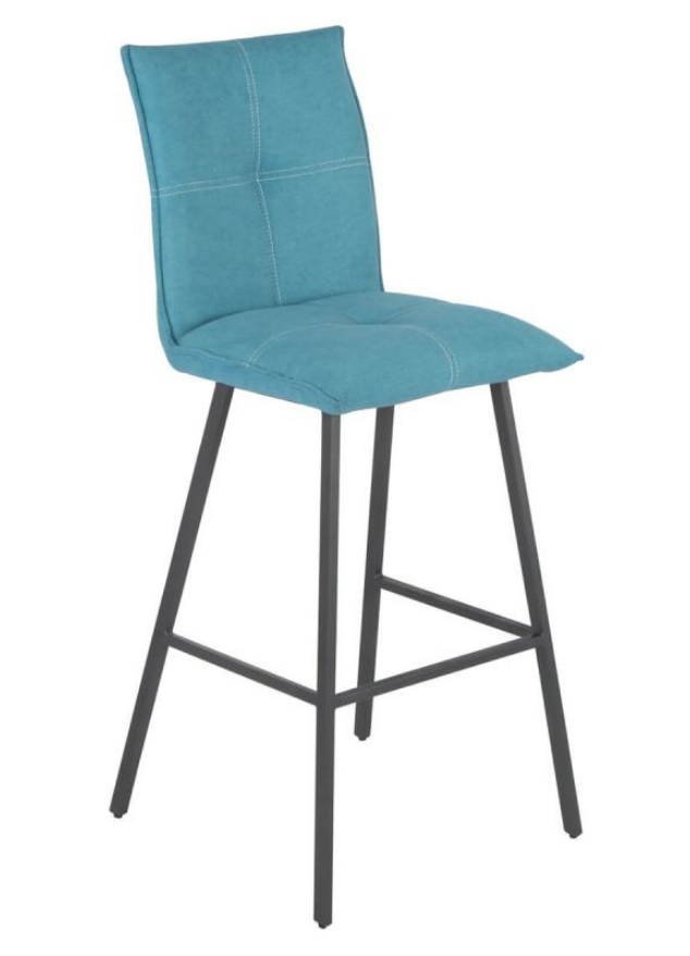 Lot de 2 chaises de bar confortable pieds métal tissu bleu - Veronica