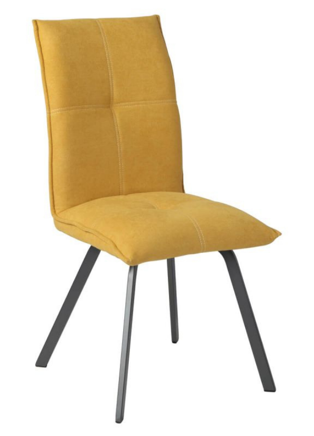 Chaise pieds metal en tissu jaune design - SOUFFLE D'intérieur