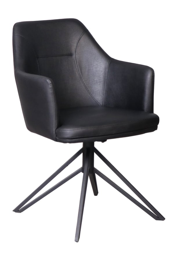 Chaise pivotante noir avec accoudoirs pieds métal moderne