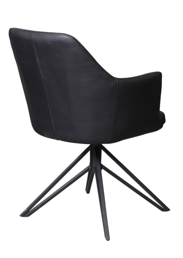 Chaise pivotante noir avec accoudoirs pieds métal moderne
