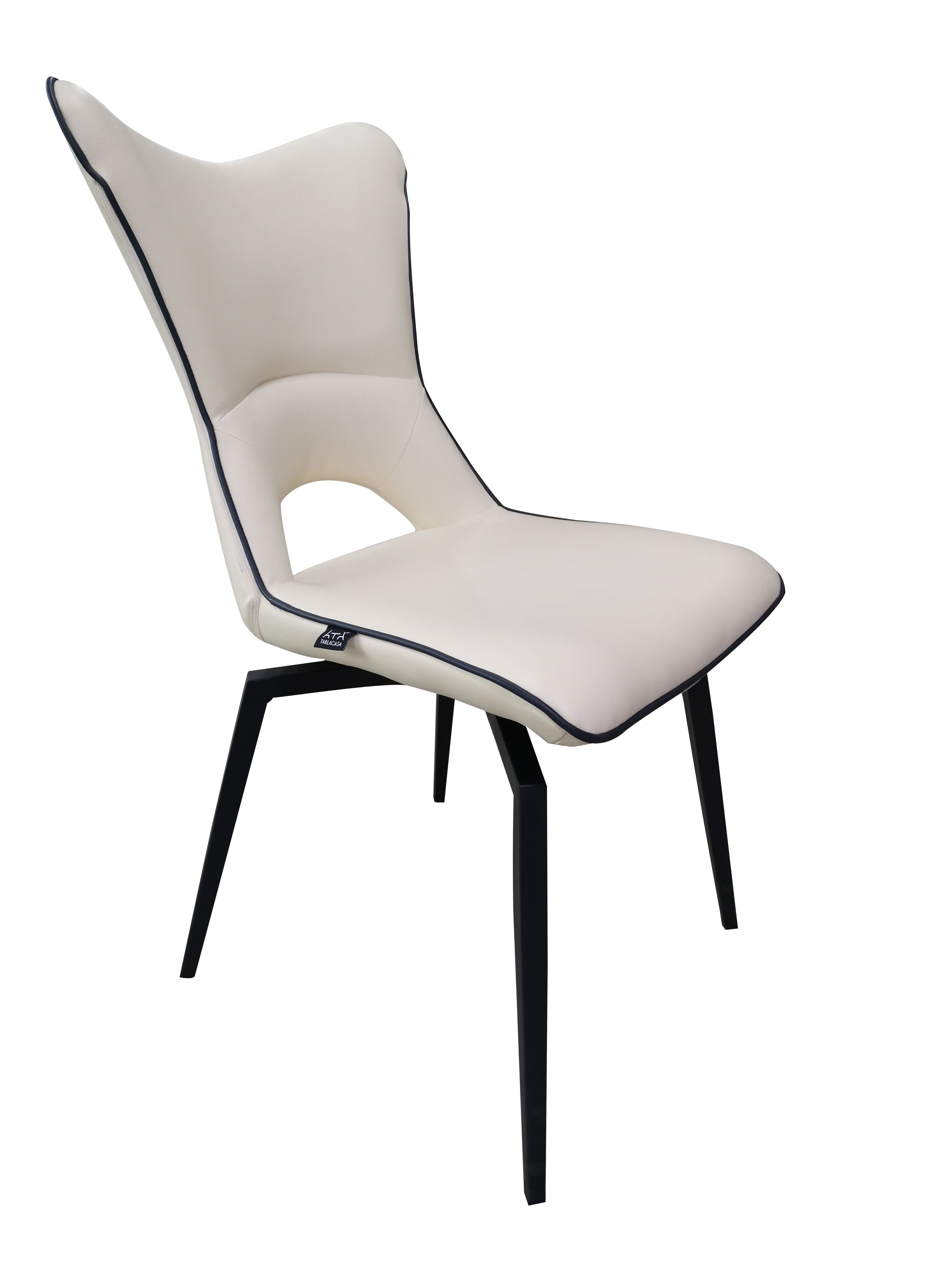 Chaise pivotante design en tissu bouclé beige avec pied en métal noir