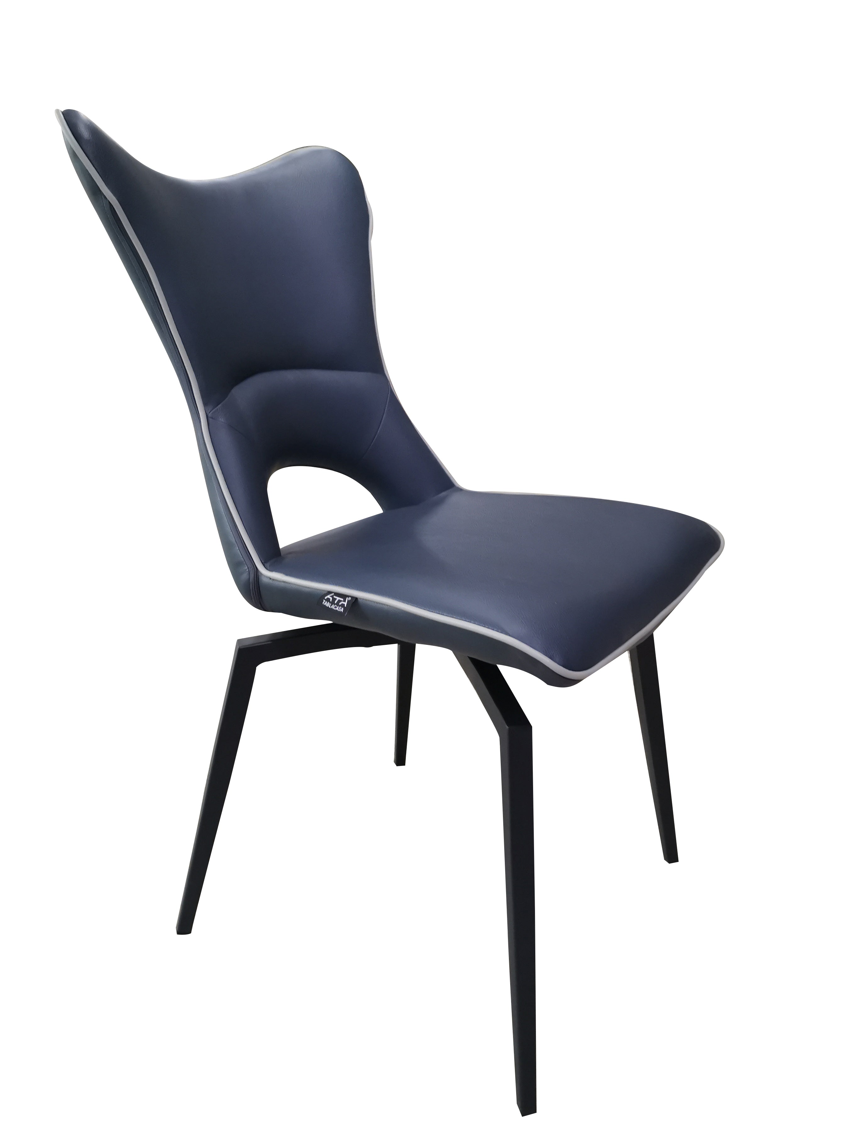 Chaise pivotante bleu design pieds métal noir  - Holga