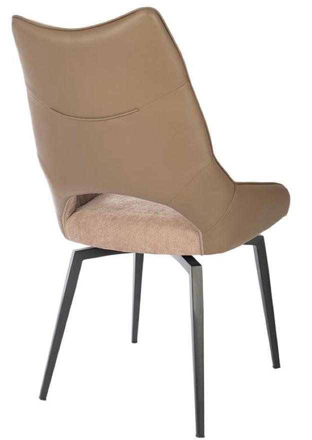 Chaise pivotante pieds métal en tissu beige moderne - Souffle d'intérieur