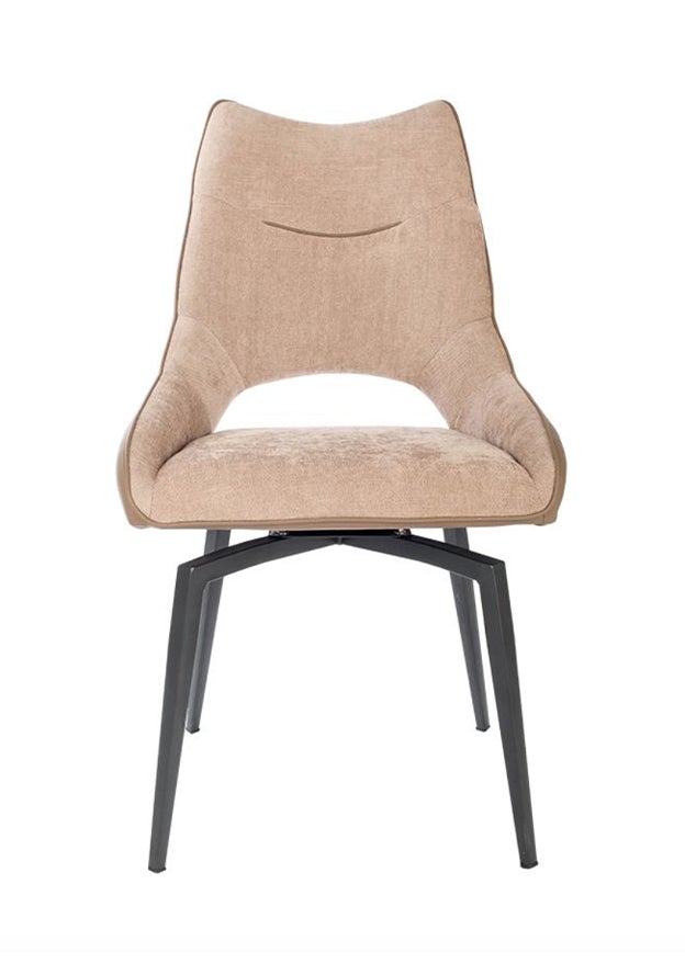 Chaise pivotante pieds métal en tissu beige moderne - Souffle d'intérieur