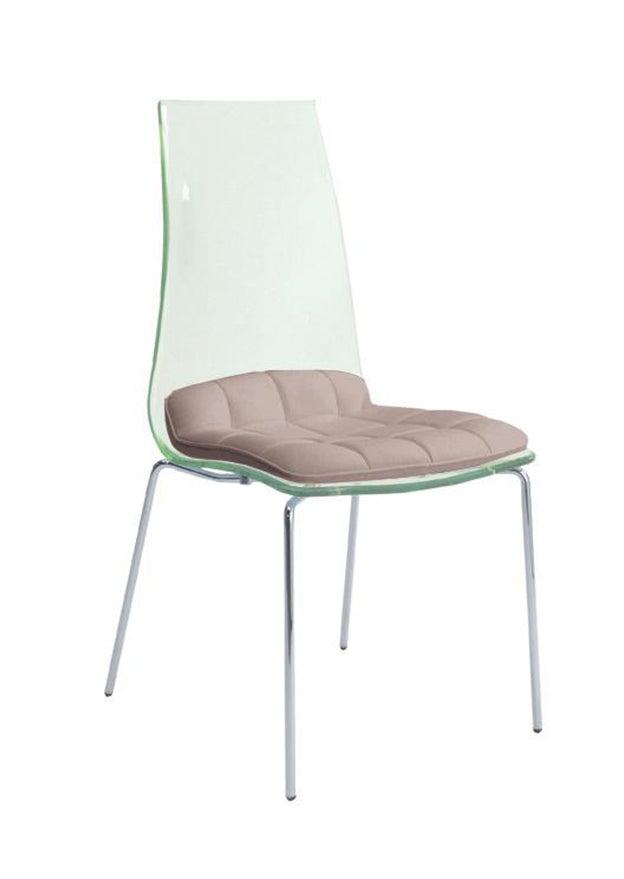 Chaise transparente design moderne assise beige - Angelina