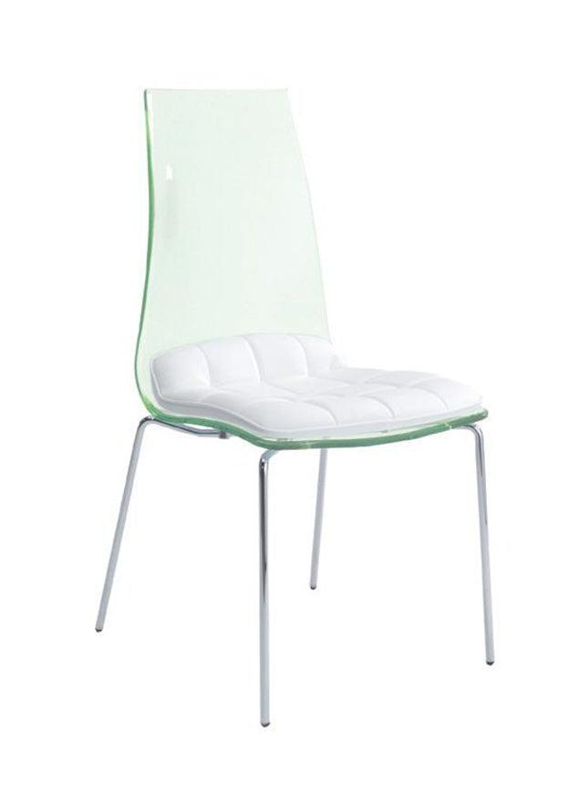 Chaise transparente design blanche pieds métal - Angelina