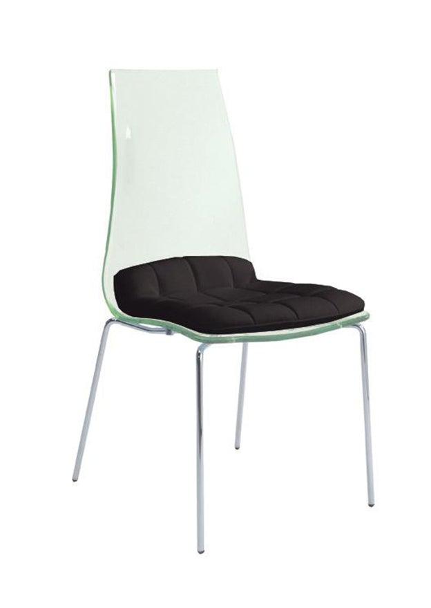 Chaise transparente design noir pieds métal - Angelina