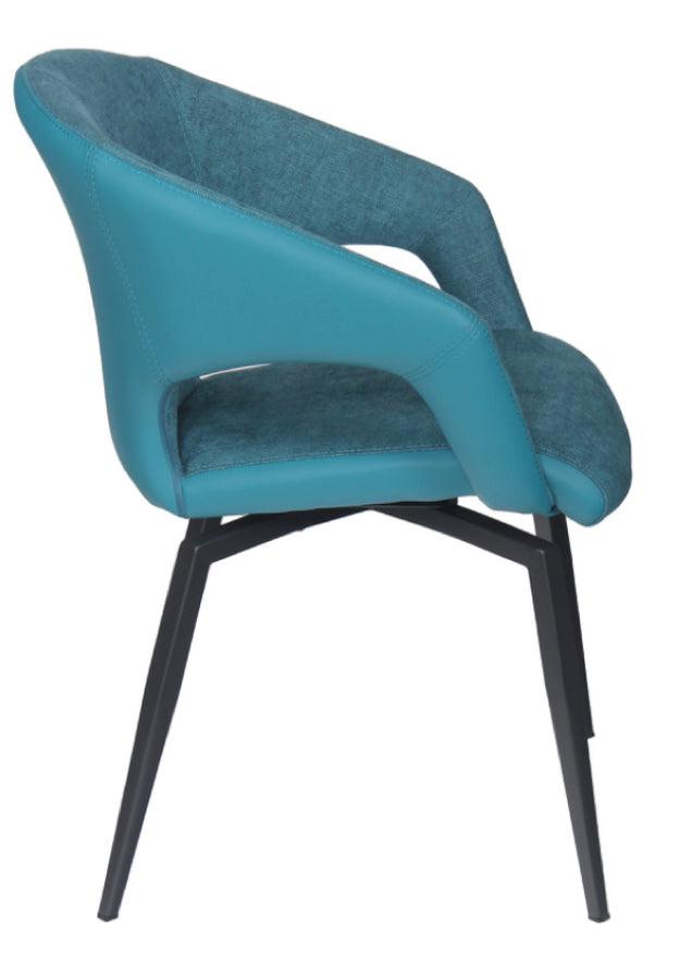 Fauteuil de table chaise avec accoudoir bleu pivotant - Marion