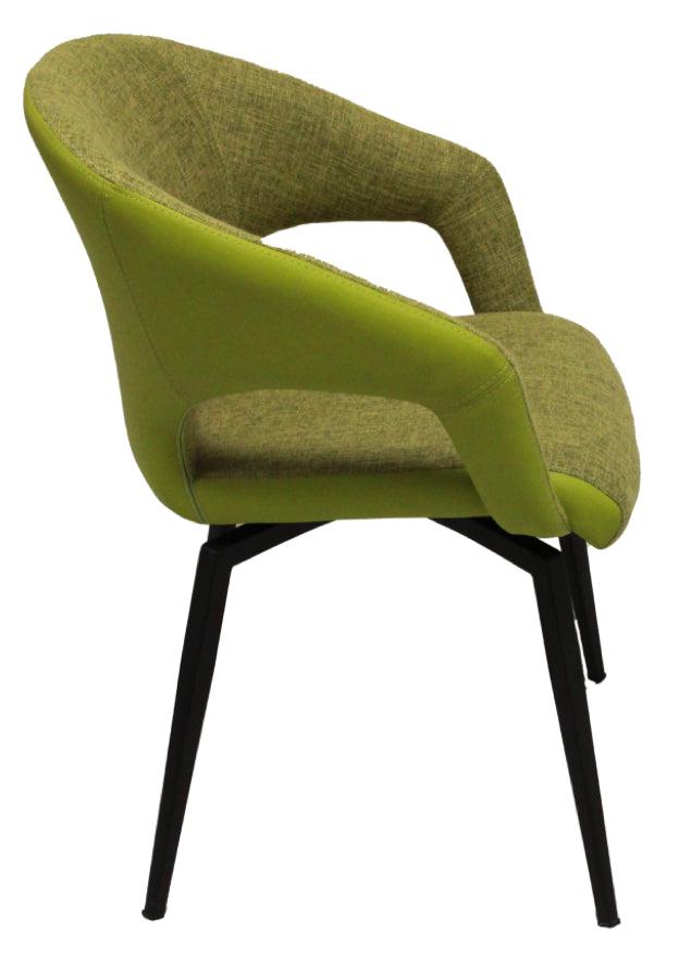 Fauteuil de table chaise avec accoudoir verte pivotant - Marion