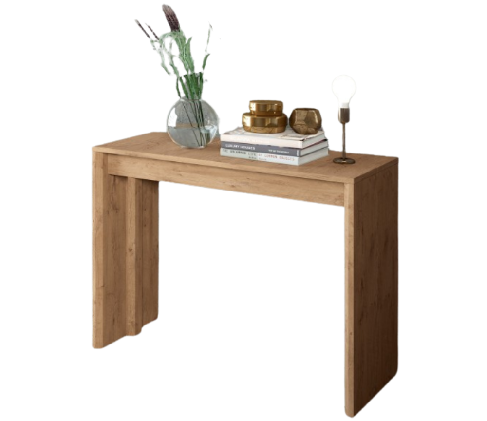 Console table extensible couleur bois chêne 5 allonges - Maxime