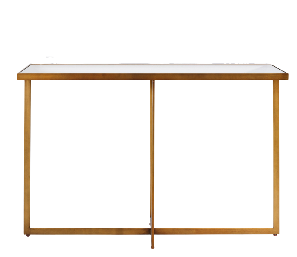 Console d'entrée contemporaine Sana – pieds métal laiton – vue de face