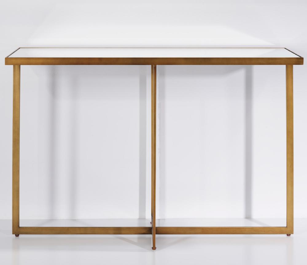 Console d'entrée Sana en situation – hall – vue de face – pieds métal laiton