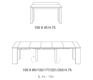 Console table extensible couleur béton gris foncé 5 allonges -  SOUFFLE D'intérieur