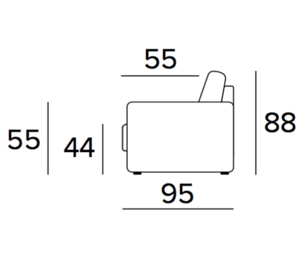 Schéma dimensions – Reva – 95×55×88 cm