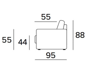 Schéma dimensions – Reva – 95×55×88 cm