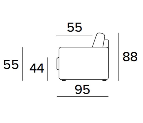 Schéma dimensions – Reva – 95×55×88 cm