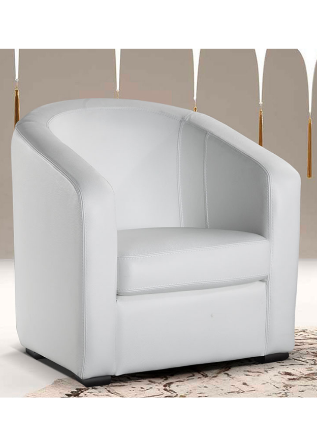 Fauteuil cabriolet en cuir blanc contemporain - Souffle d'intérieur