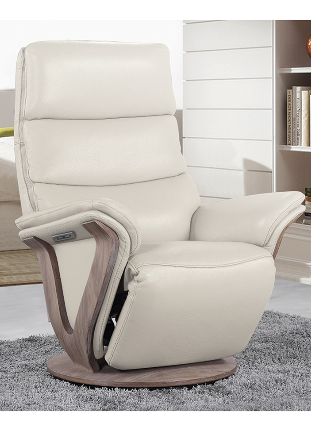 Fauteuil relax moderne electrique cuir beige pvc confortable - Fabienne