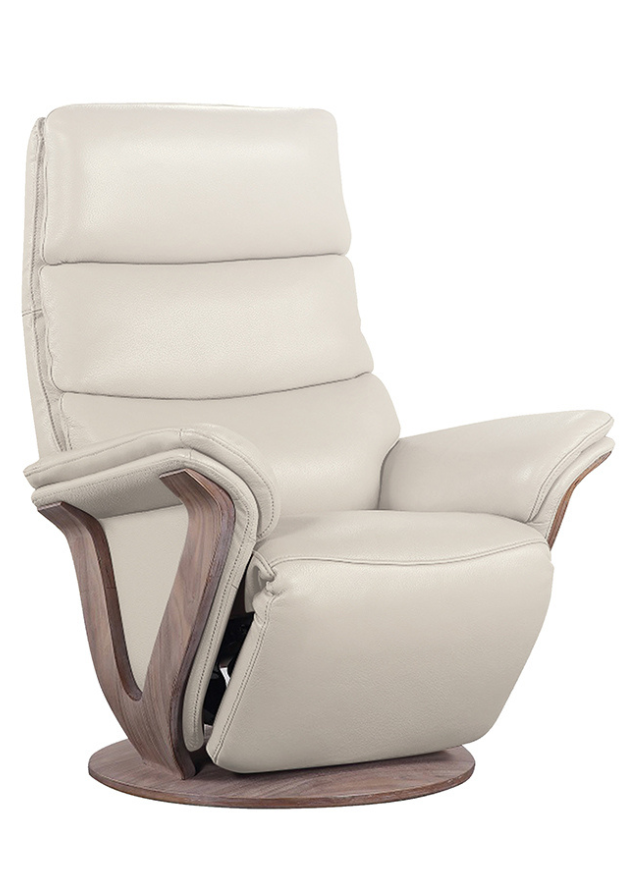 Fauteuil relax moderne electrique cuir beige pvc confortable - Fabienne