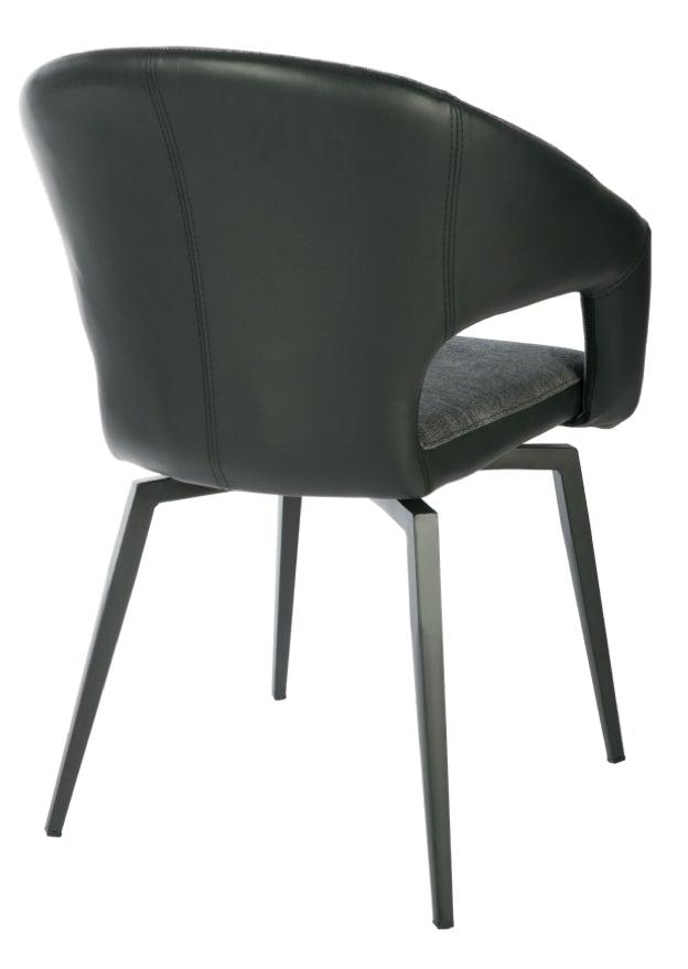Fauteuil de table noir chaise avec accoudoir pivotante - Marion