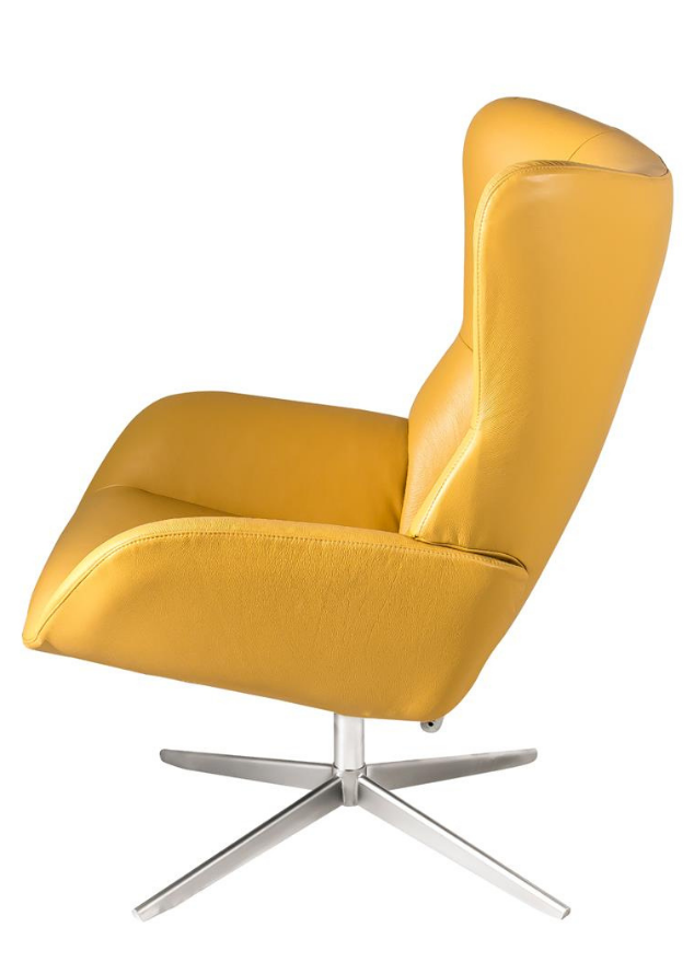 Fauteuil inclinable cuir jaune design pivotant - Faustine