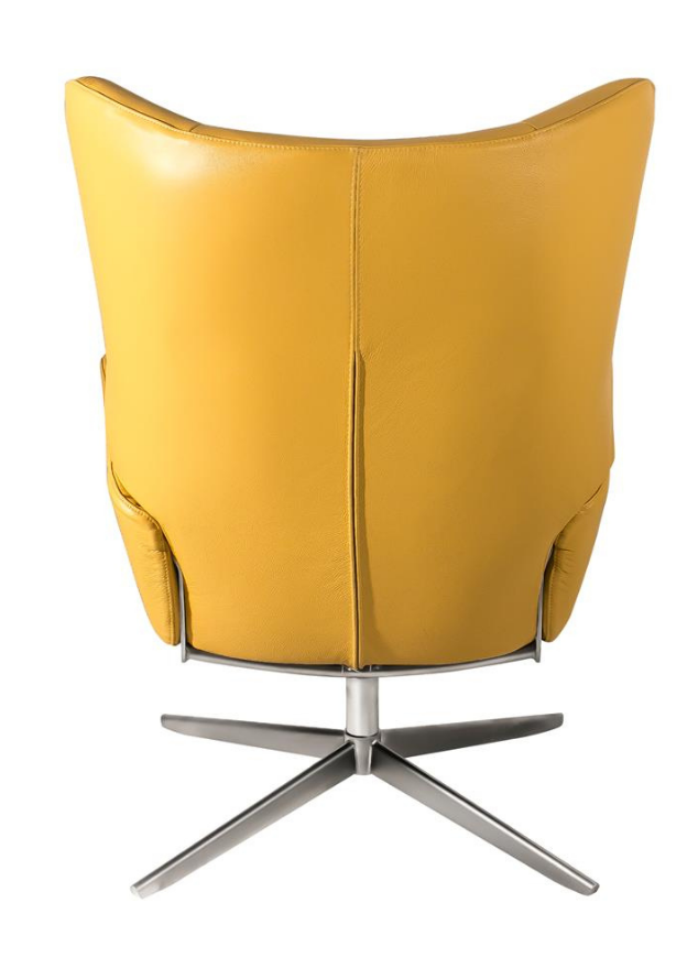 Fauteuil inclinable cuir jaune design pivotant - Faustine