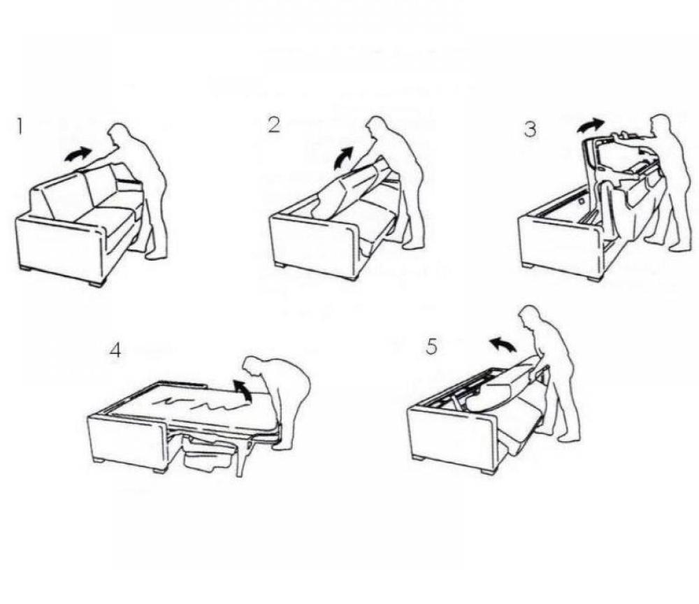 dessin du système d'ouverture du fauteuil lit 1 place convertible rapido en tissu marron - Souffle d'intérieur