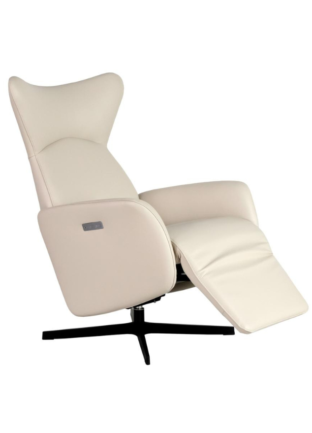 fauteuil relax electrique cuir beige kebe de qualité - souffle d'interieur