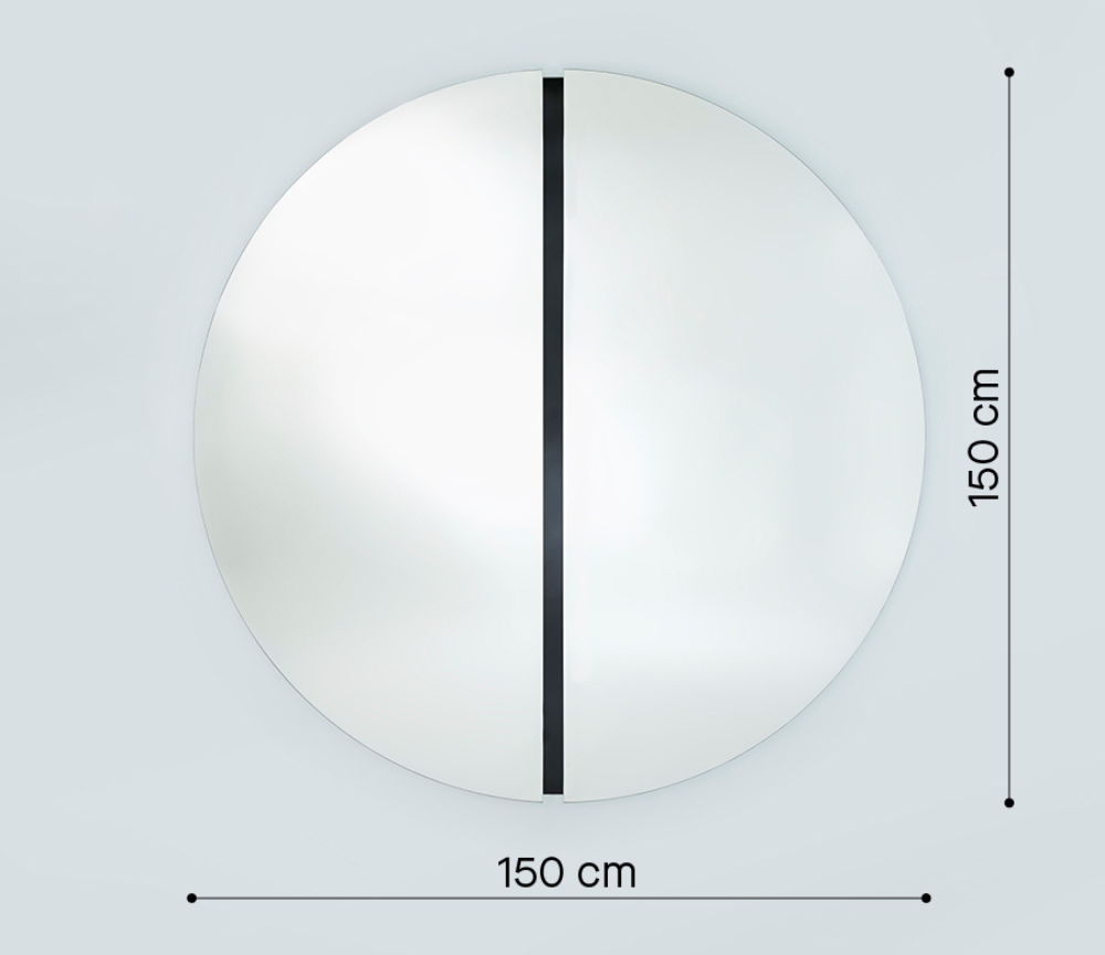 Grand miroir rond cadre noir Lunalla – vue de face